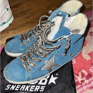 Blue High-Top Sneakers with Star Detail